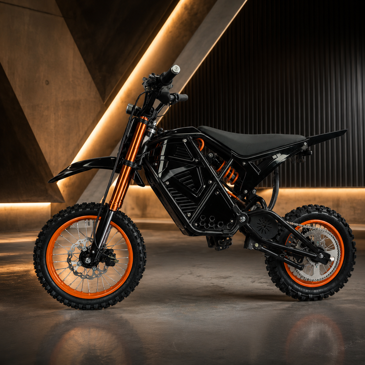 Compact black electric mini bike