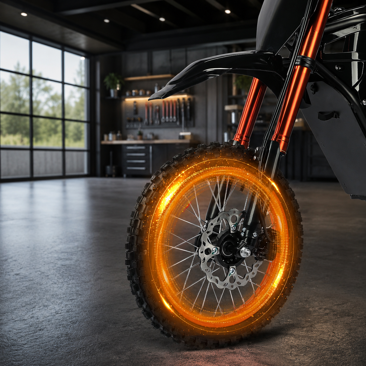 Electric ride wheel and suspension detail